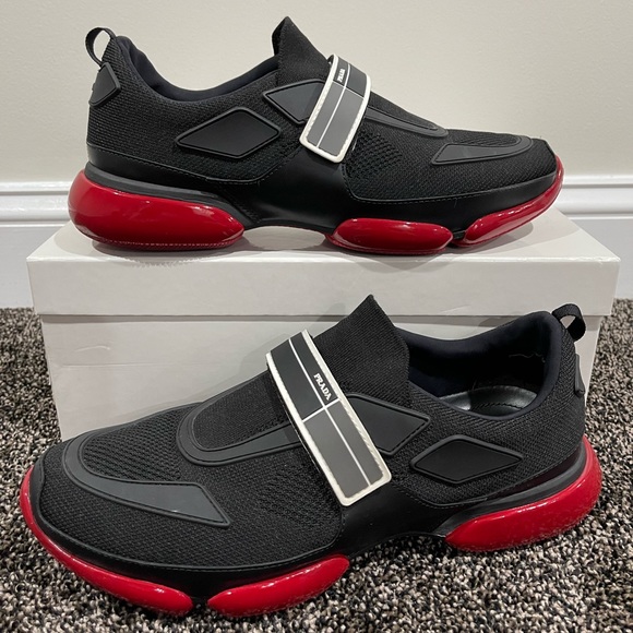 Prada Black / Red Cloudbust Lowtop Srap Logo Sneakers - Picture 1 of 9